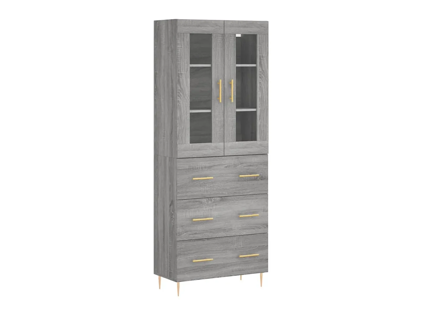 Aparador alto madera contrachapada gris sonoma 69,5x34x180 cm ES34653