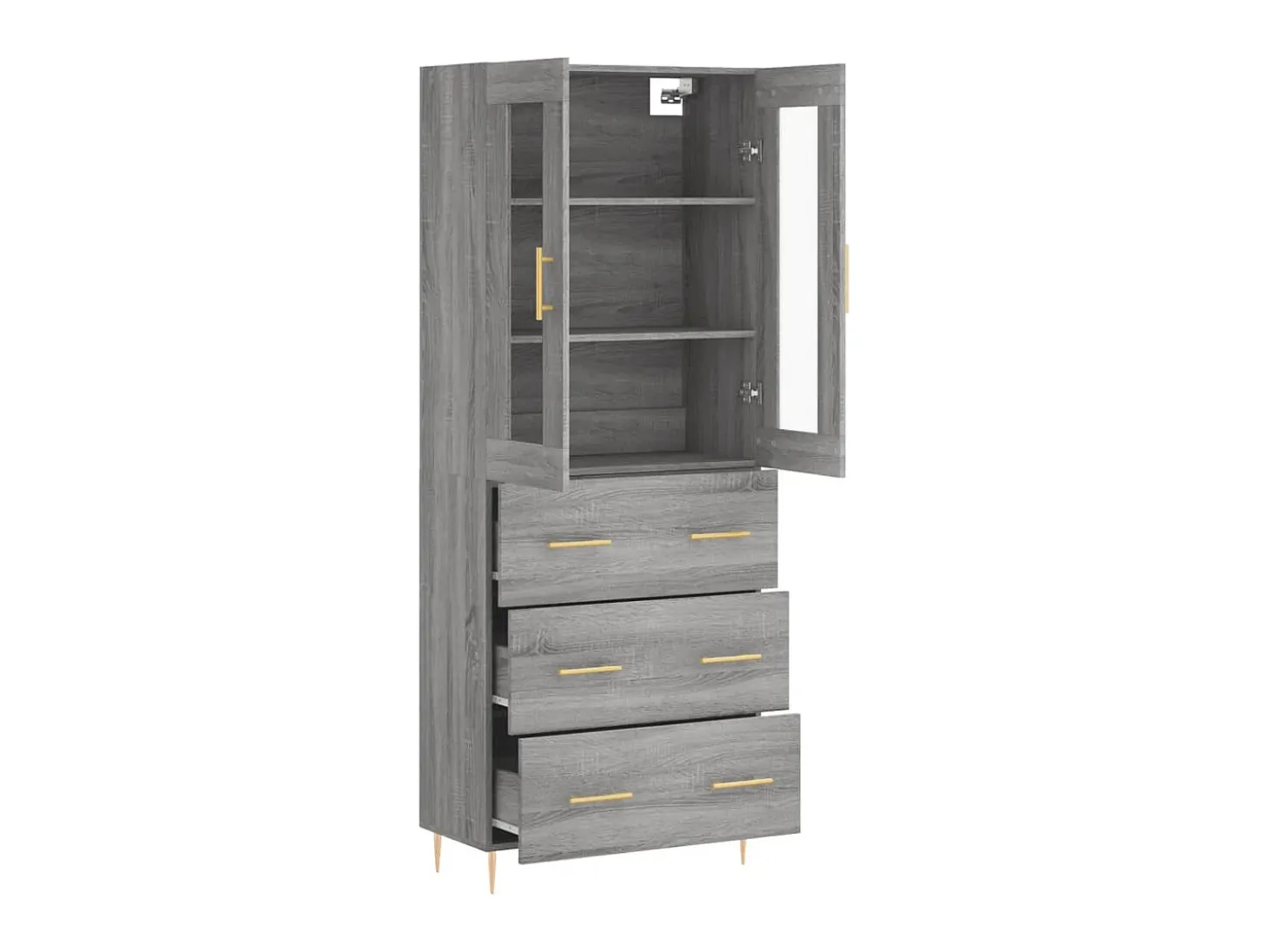 Aparador alto madera contrachapada gris sonoma 69,5x34x180 cm ES34653