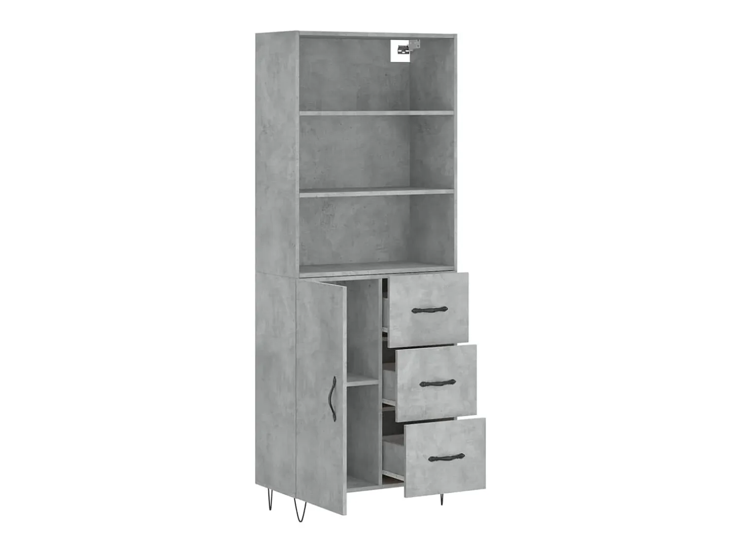 Aparador alto madera contrachapada gris hormigón 69,5x34x180 cm ES54092