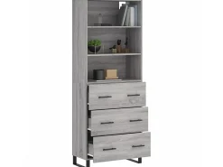 Aparador alto madera contrachapada gris sonoma 69,5x34x180 cm ES59241