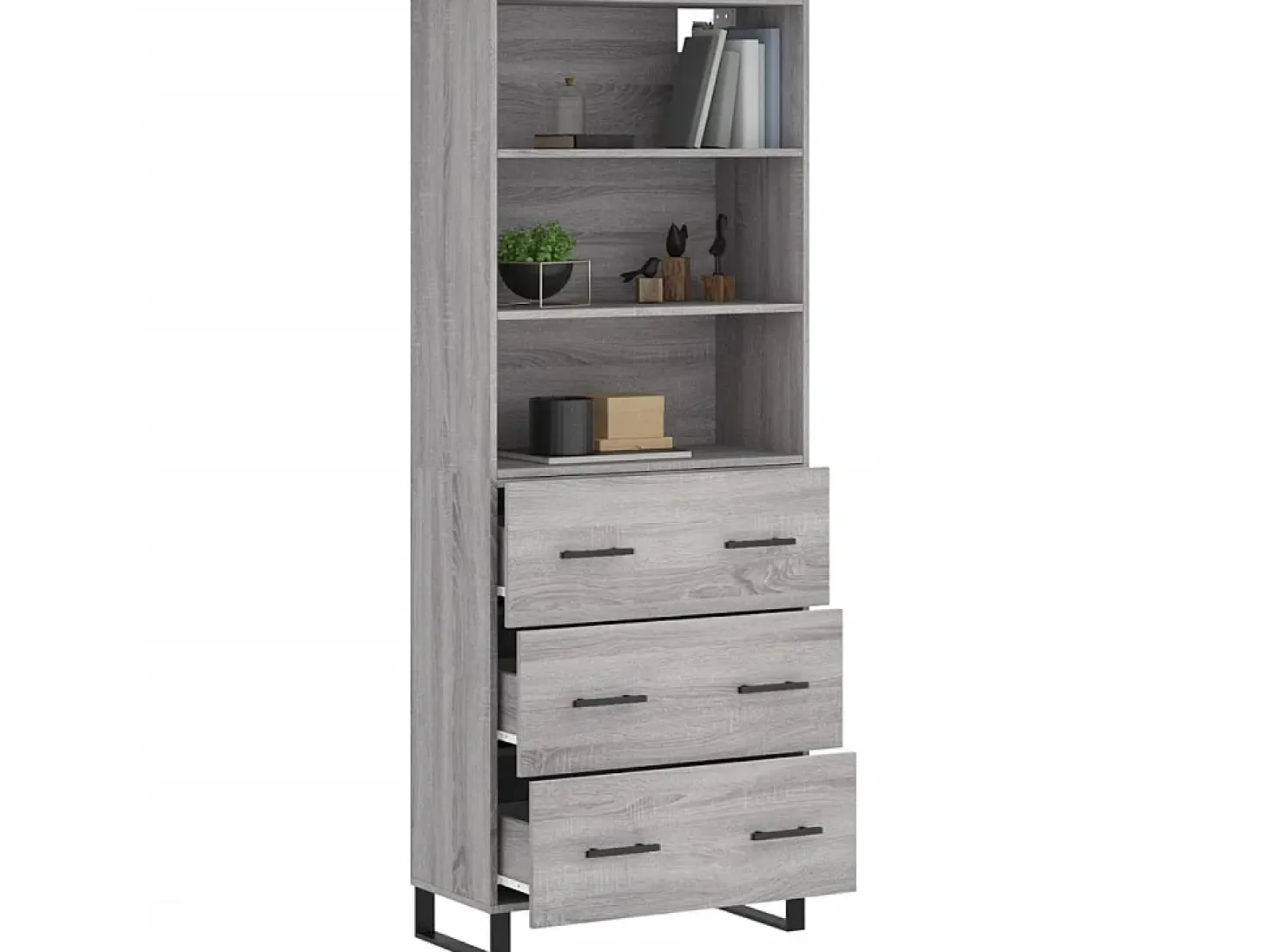 Aparador alto madera contrachapada gris sonoma 69,5x34x180 cm ES59241
