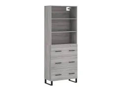 Aparador alto madera contrachapada gris sonoma 69,5x34x180 cm ES59241