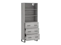 Aparador alto madera contrachapada gris sonoma 69,5x34x180 cm ES59241