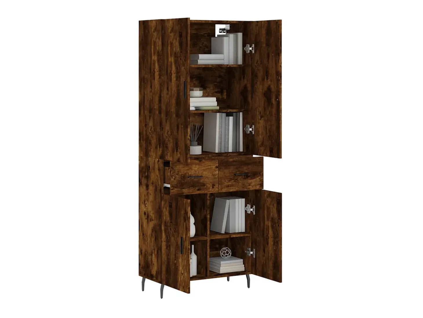Aparador alto madera contrachapada roble ahumado 69,5x34x180 cm ES75770