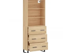 Aparador alto madera contrachapada color roble 69,5x34x180 cm ES69204