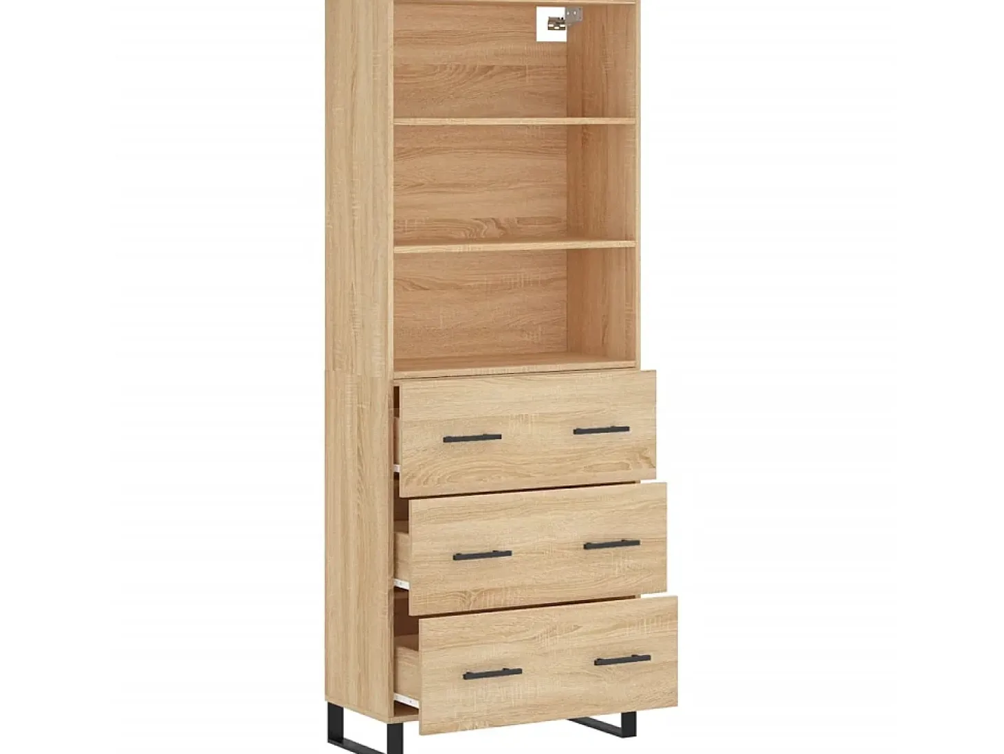 Aparador alto madera contrachapada color roble 69,5x34x180 cm ES69204