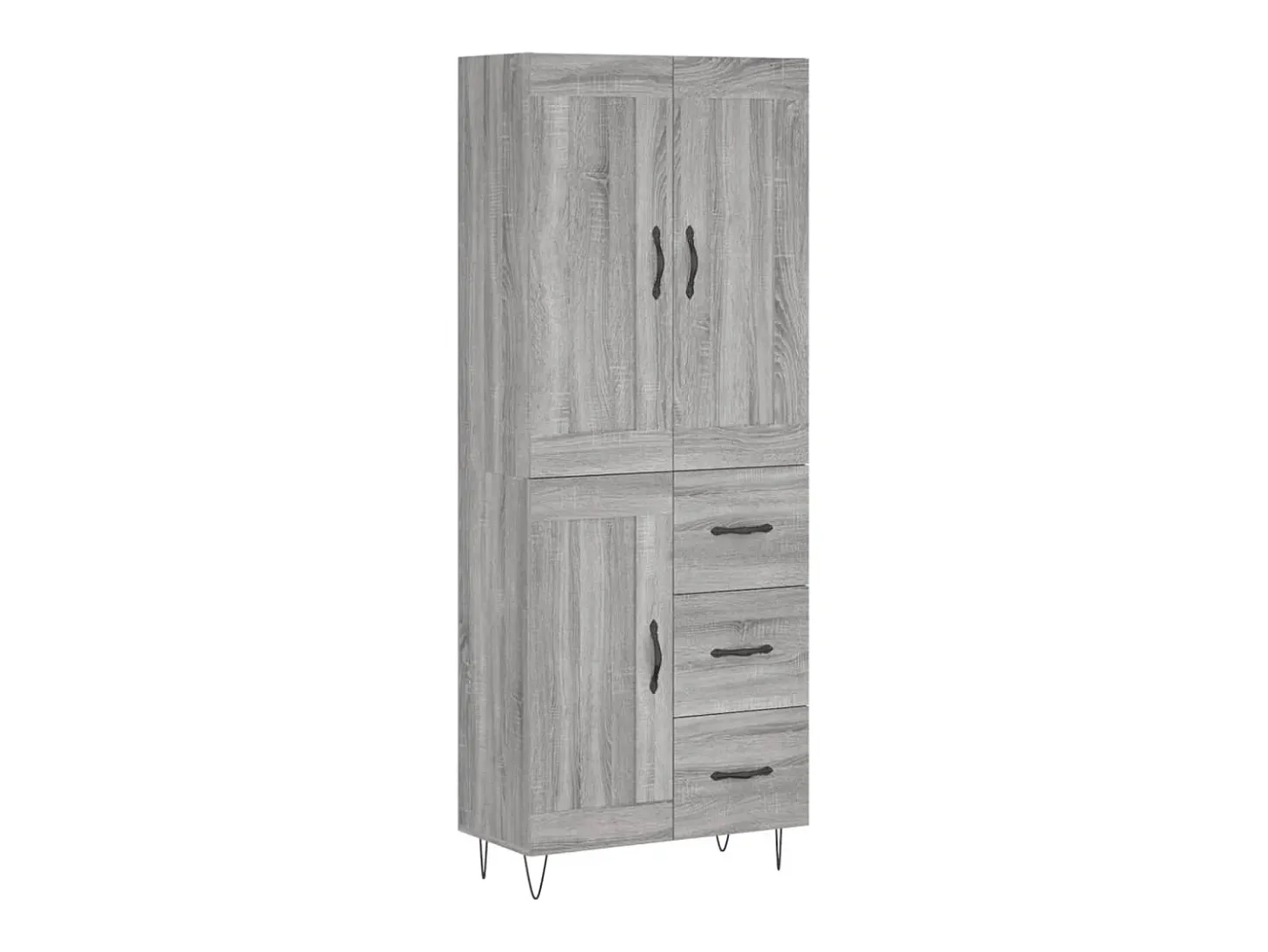 Aparador alto madera contrachapada gris sonoma 69,5x34x180 cm