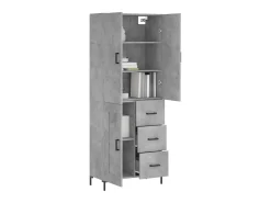 Aparador alto madera contrachapada gris hormigón 69,5x34x180 cm ES82148