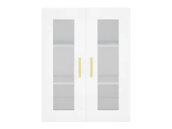 Aparador alto madera contrachapada blanco 69,5x34x180 cm