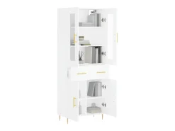 Aparador alto madera contrachapada blanco 69,5x34x180 cm