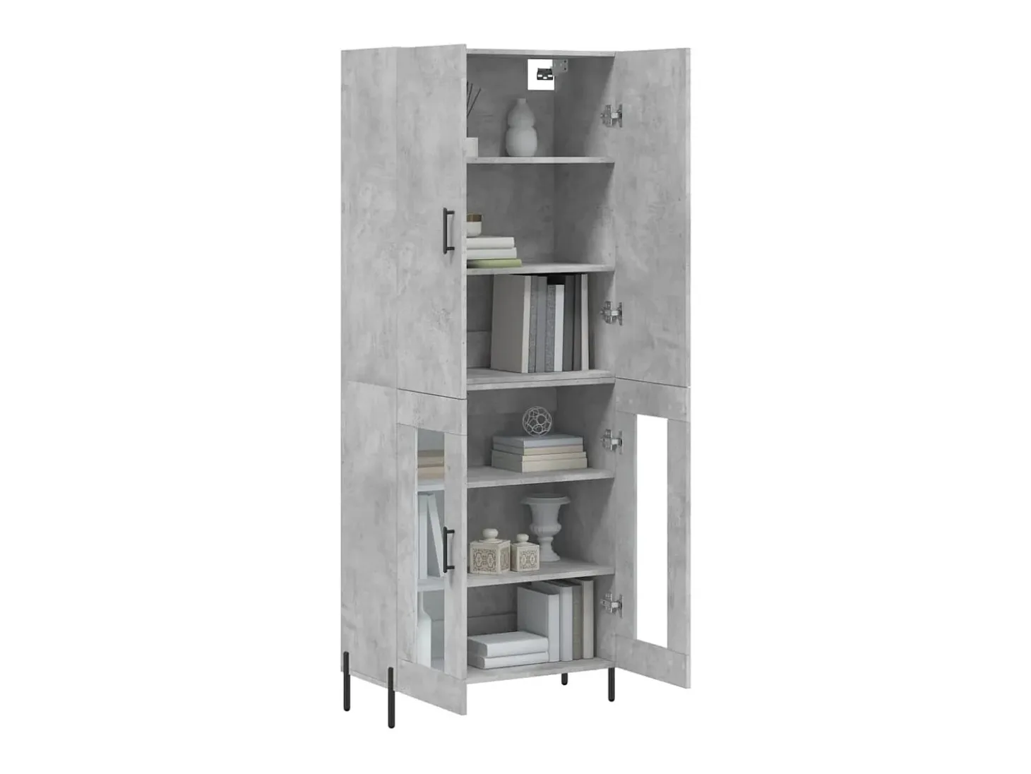 Aparador alto madera contrachapada gris hormigón 69,5x34x180 cm ES41712