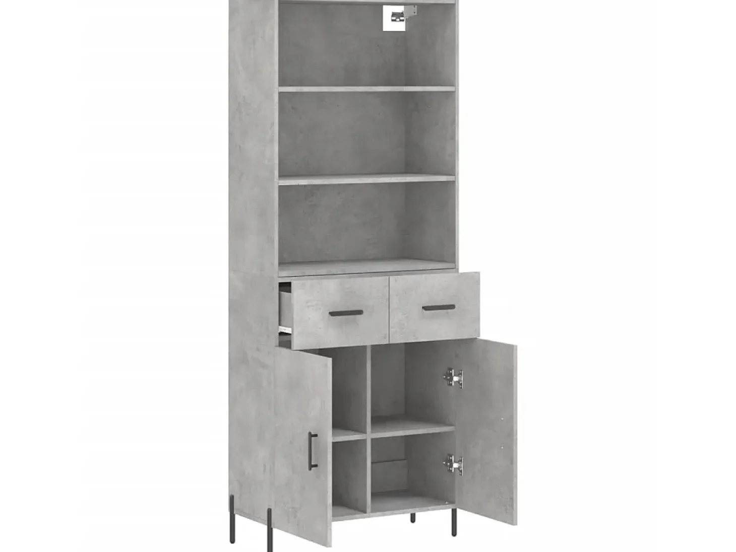 Aparador alto madera contrachapada gris hormigón 69,5x34x180 cm ES29523