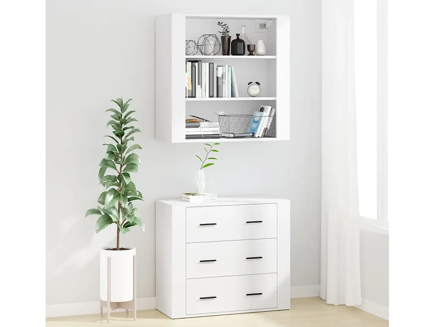 Aparador alto madera contrachapada blanco