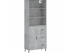 Aparador alto madera contrachapada gris hormigón 69,5x34x180 cm ES98608