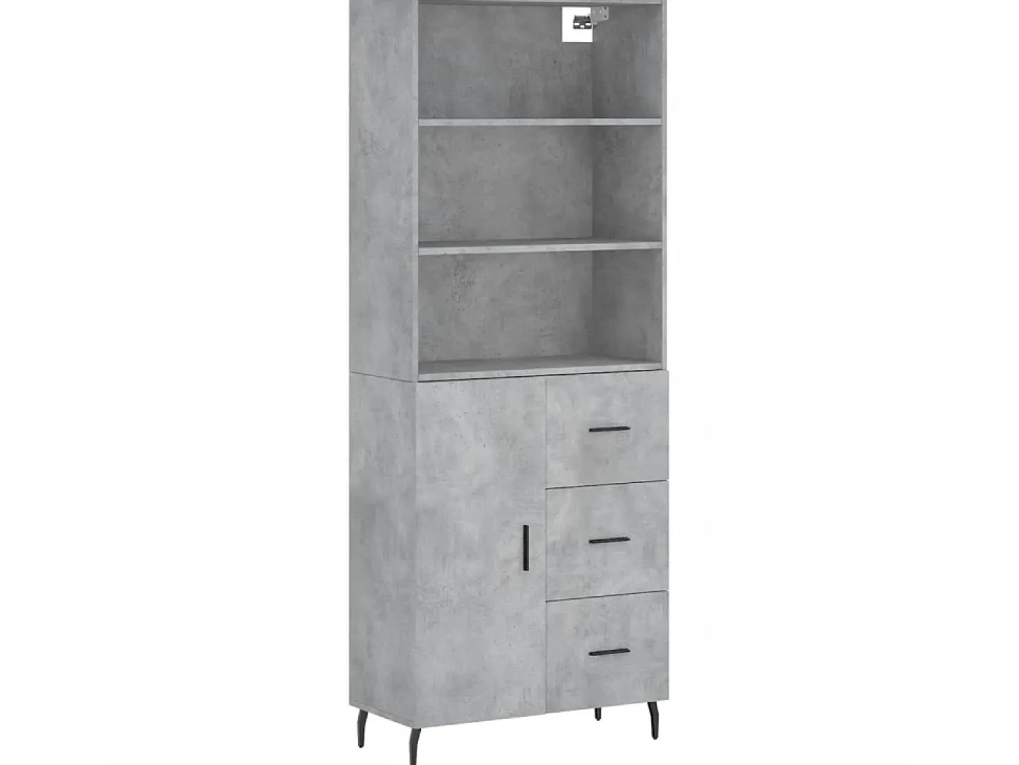 Aparador alto madera contrachapada gris hormigón 69,5x34x180 cm ES98608