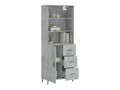 Aparador alto madera contrachapada gris hormigón 69,5x34x180 cm ES98608
