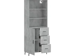 Aparador alto madera contrachapada gris hormigón 69,5x34x180 cm ES98608