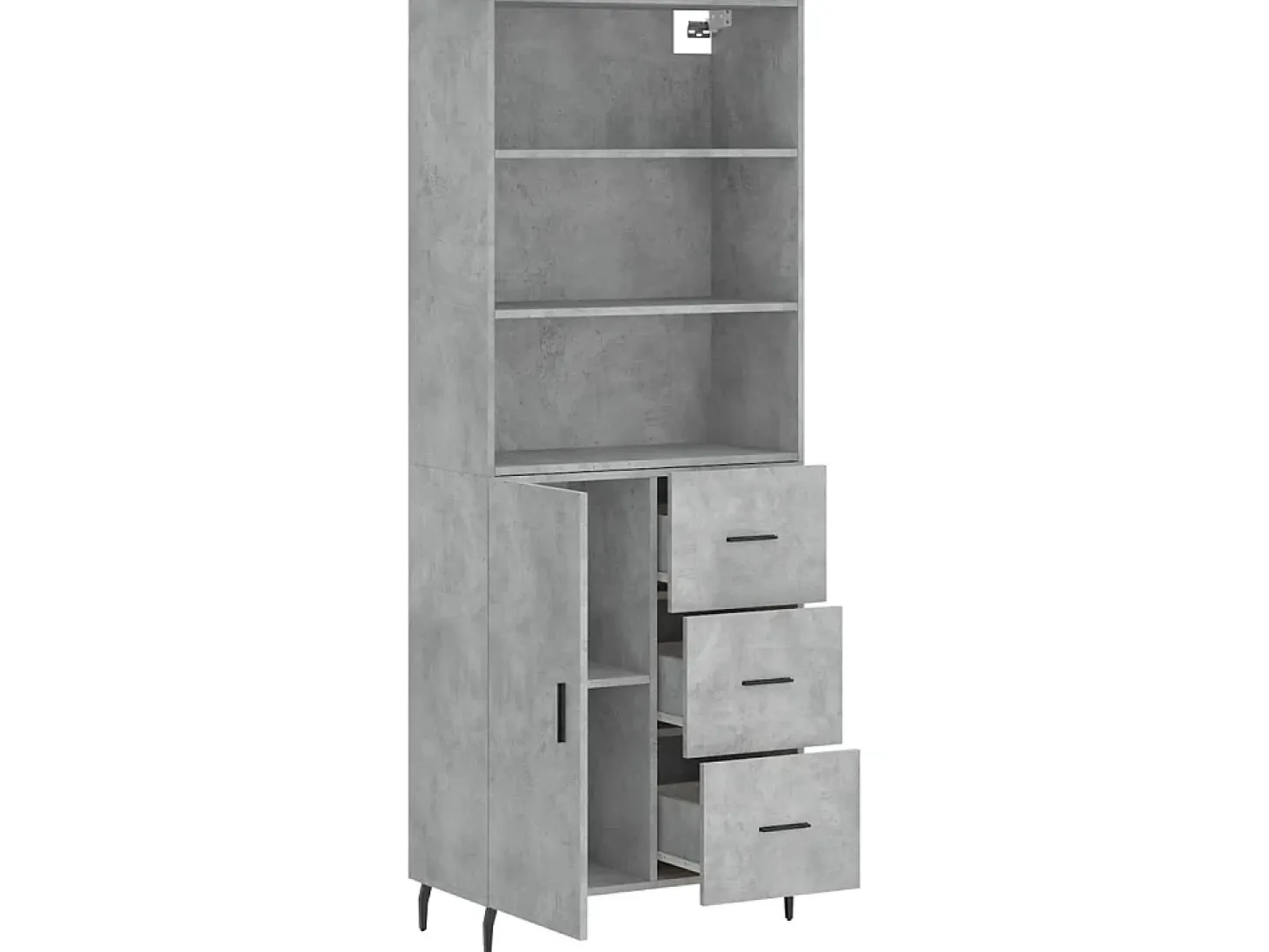 Aparador alto madera contrachapada gris hormigón 69,5x34x180 cm ES98608