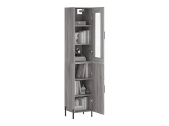 Aparador alto madera contrachapada gris Sonoma 34,5x34x180 cm ES34377