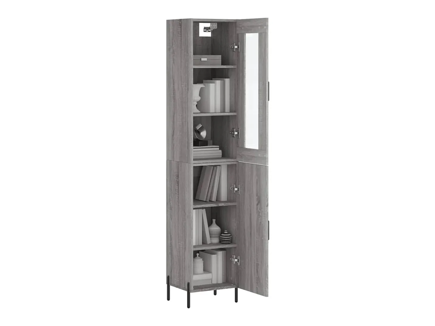 Aparador alto madera contrachapada gris Sonoma 34,5x34x180 cm ES34377