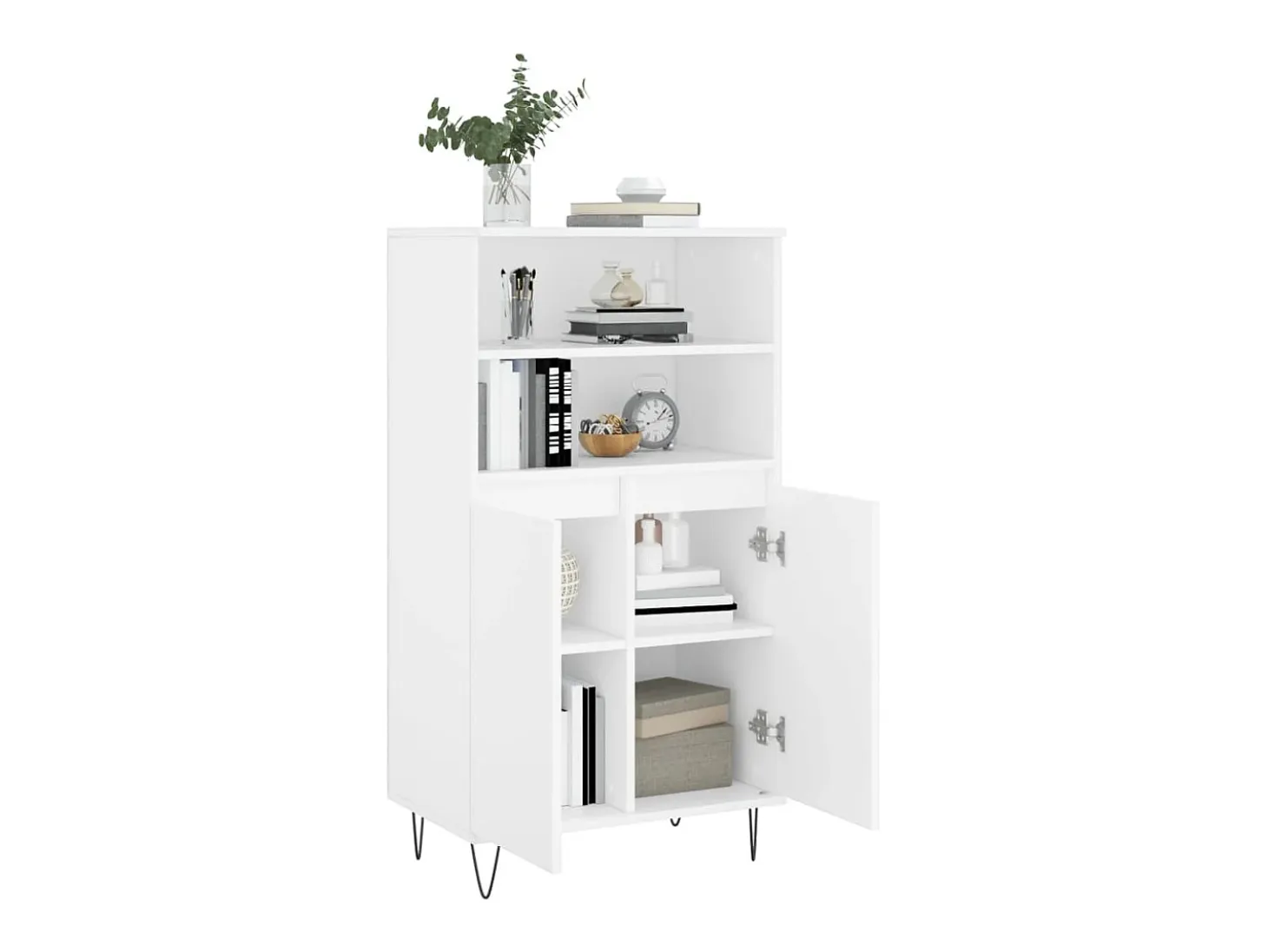 Aparador alto madera contrachapada blanco 60x36x110 cm ES73568