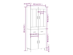 Aparador alto madera contrachapada color roble 69,5x34x180 cm