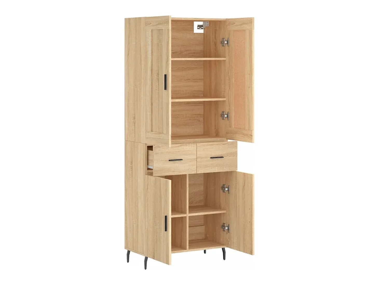 Aparador alto madera contrachapada color roble 69,5x34x180 cm