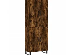 Aparador alto madera contrachapada roble ahumado 69,5x34x180 cm ES98454