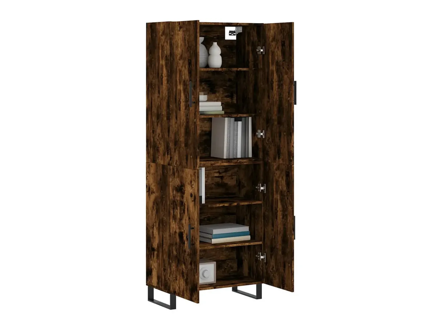 Aparador alto madera contrachapada roble ahumado 69,5x34x180 cm ES98454