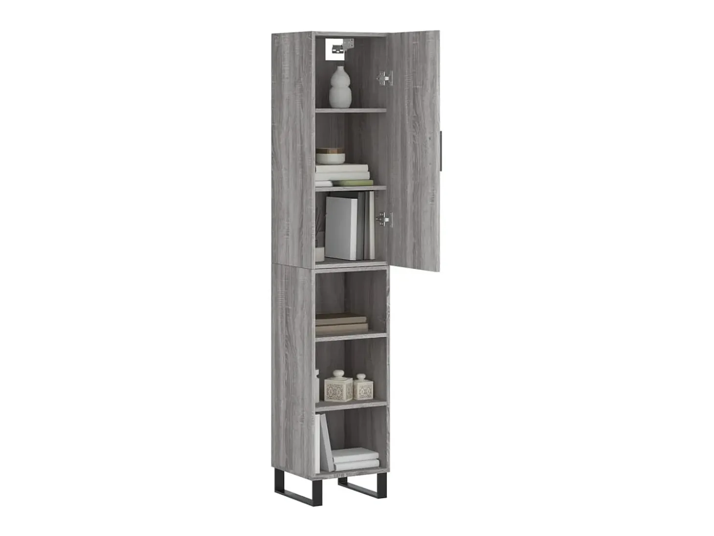 Aparador alto madera contrachapada gris Sonoma 34,5x34x180 cm ES17105