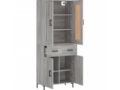 Aparador alto madera contrachapada gris sonoma 69,5x34x180 cm ES28695