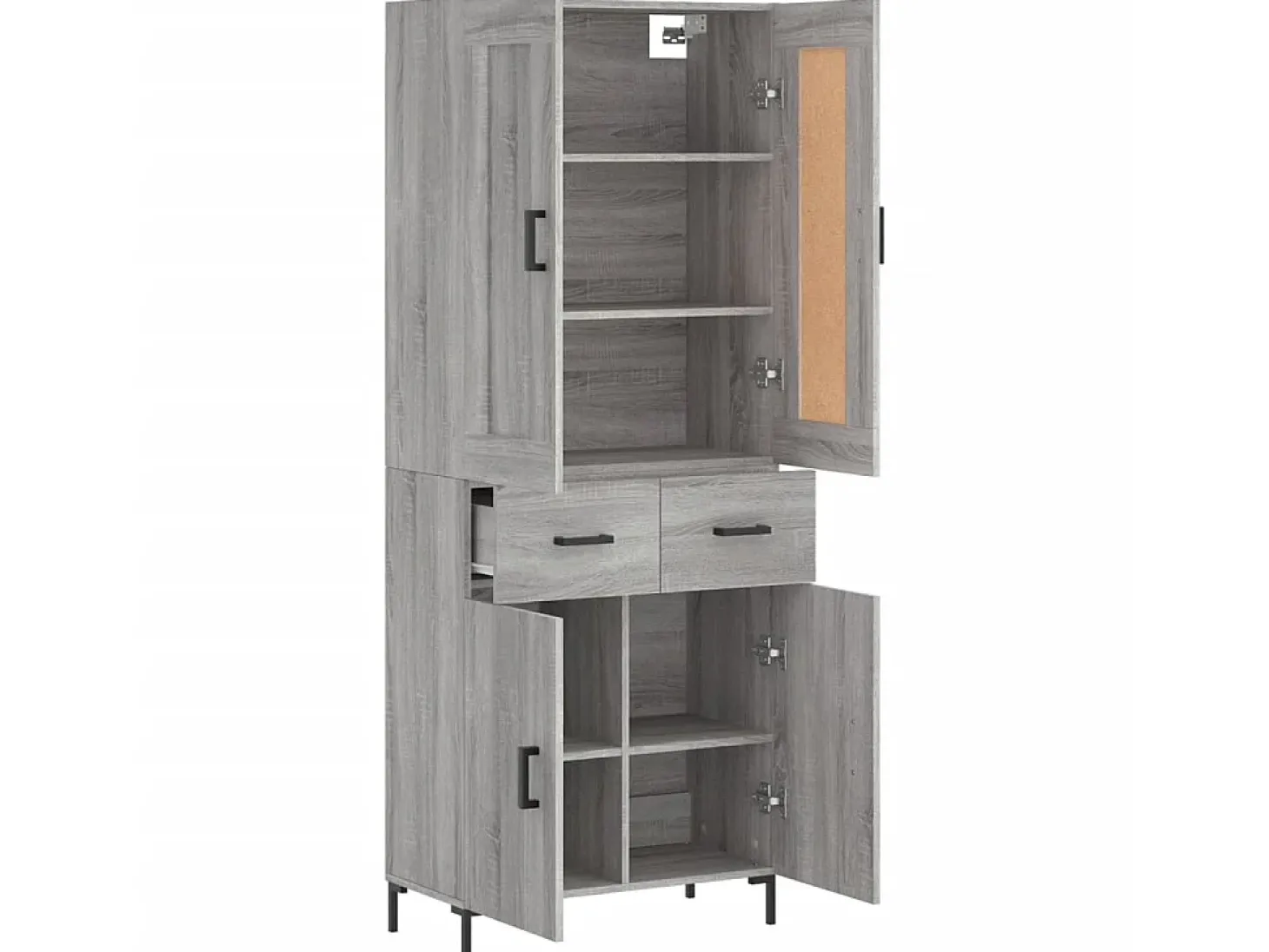 Aparador alto madera contrachapada gris sonoma 69,5x34x180 cm ES28695