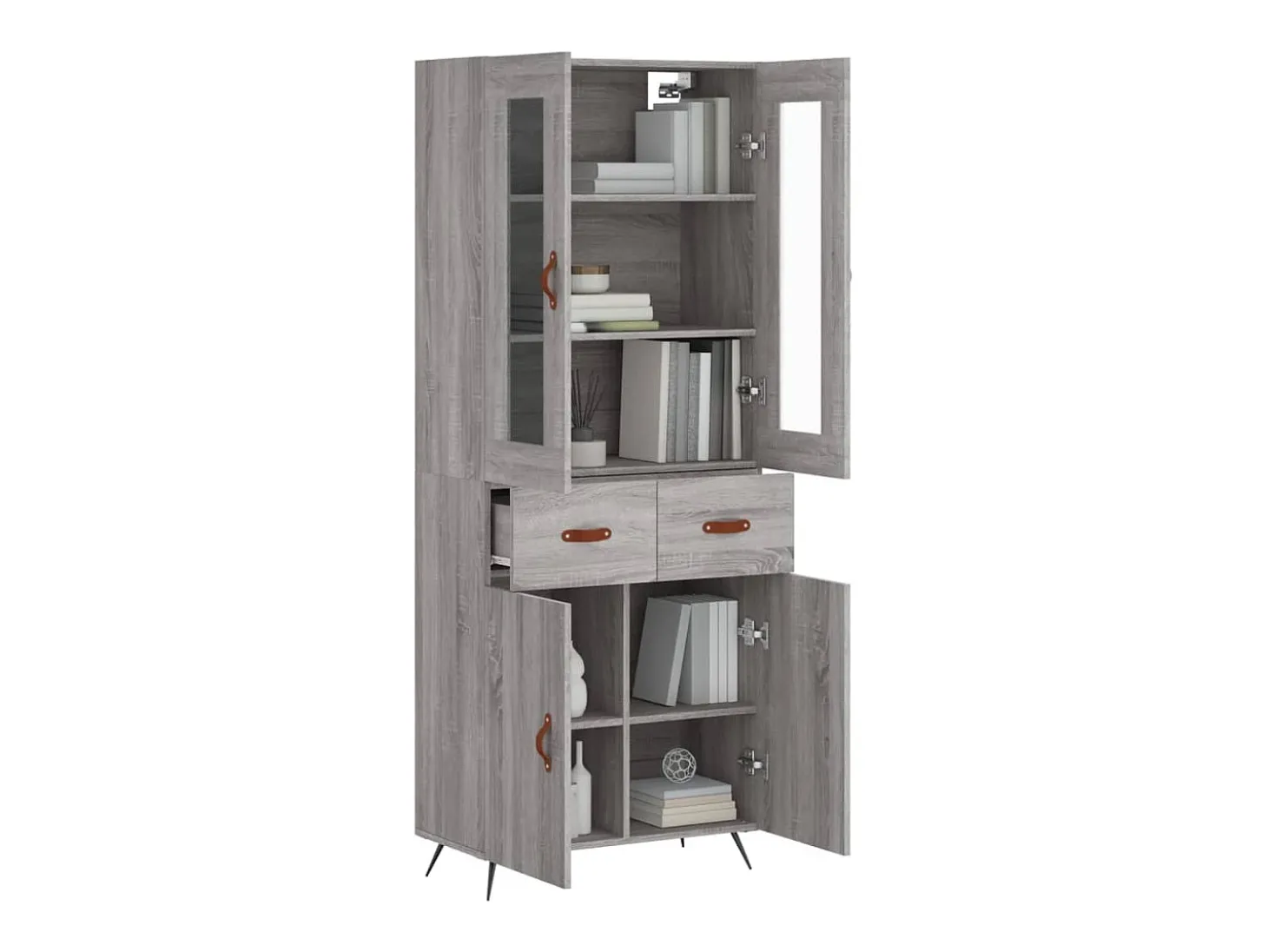 Aparador alto madera contrachapada gris sonoma 69,5x34x180 cm