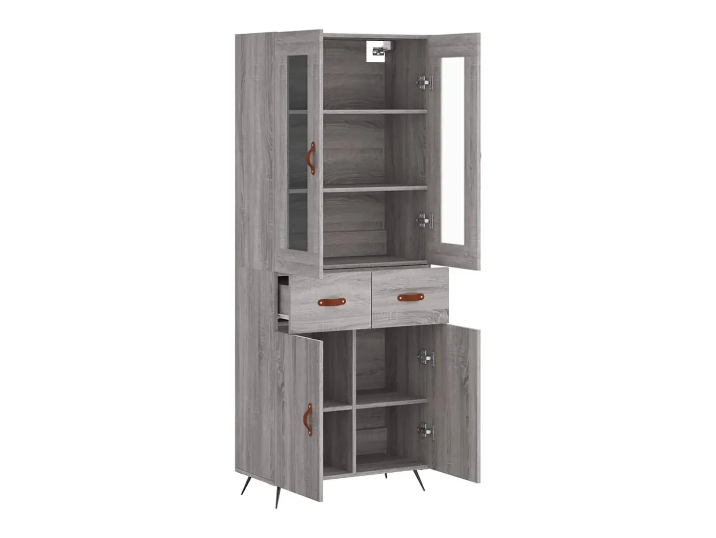 Aparador alto madera contrachapada gris sonoma 69,5x34x180 cm