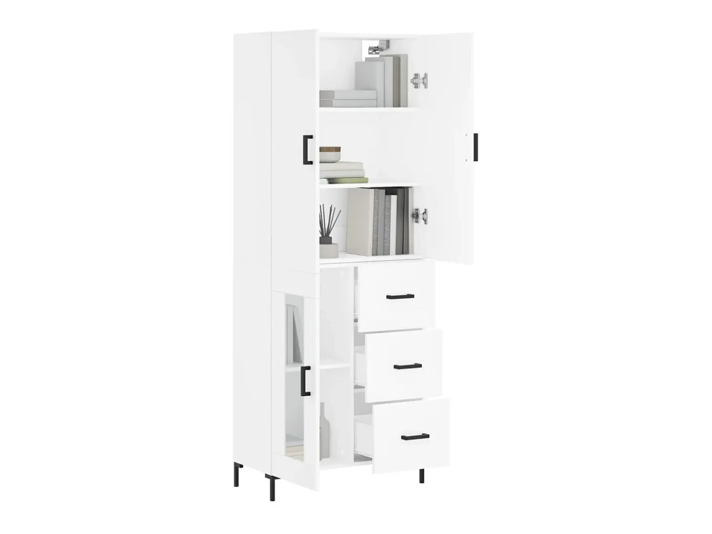Aparador alto madera contrachapada blanco 69,5x34x180 cm ES95078