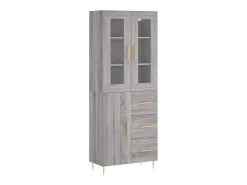 Aparador alto madera contrachapada gris sonoma 69,5x34x180 cm ES54570