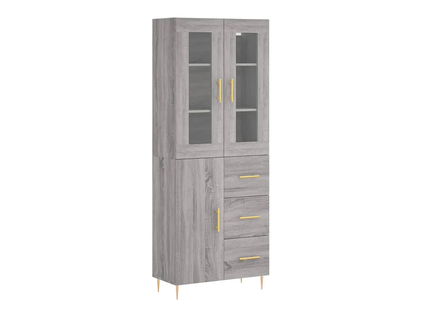 Aparador alto madera contrachapada gris sonoma 69,5x34x180 cm ES54570