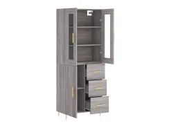 Aparador alto madera contrachapada gris sonoma 69,5x34x180 cm ES54570