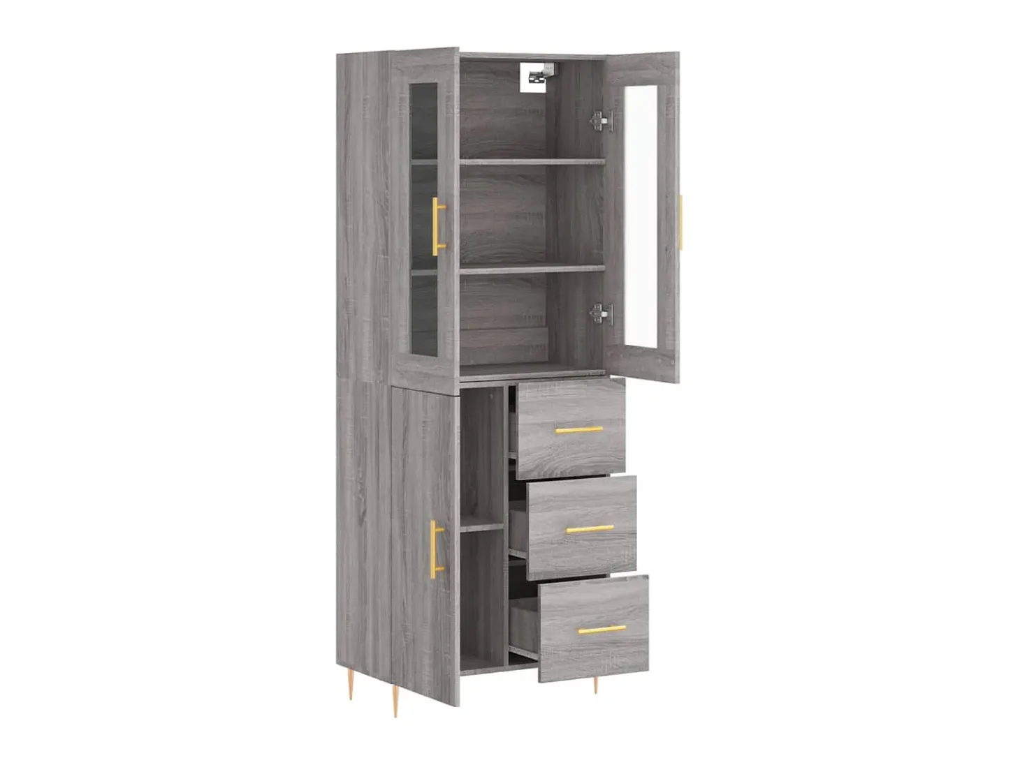 Aparador alto madera contrachapada gris sonoma 69,5x34x180 cm ES54570