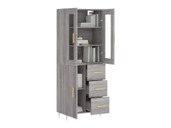 Aparador alto madera contrachapada gris sonoma 69,5x34x180 cm ES54570