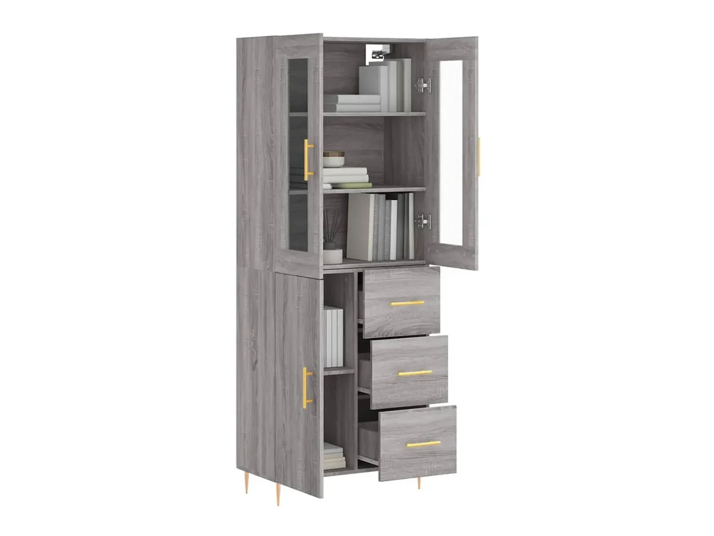 Aparador alto madera contrachapada gris sonoma 69,5x34x180 cm ES54570
