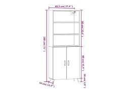 Aparador alto madera contrachapada gris sonoma 69,5x34x180 cm