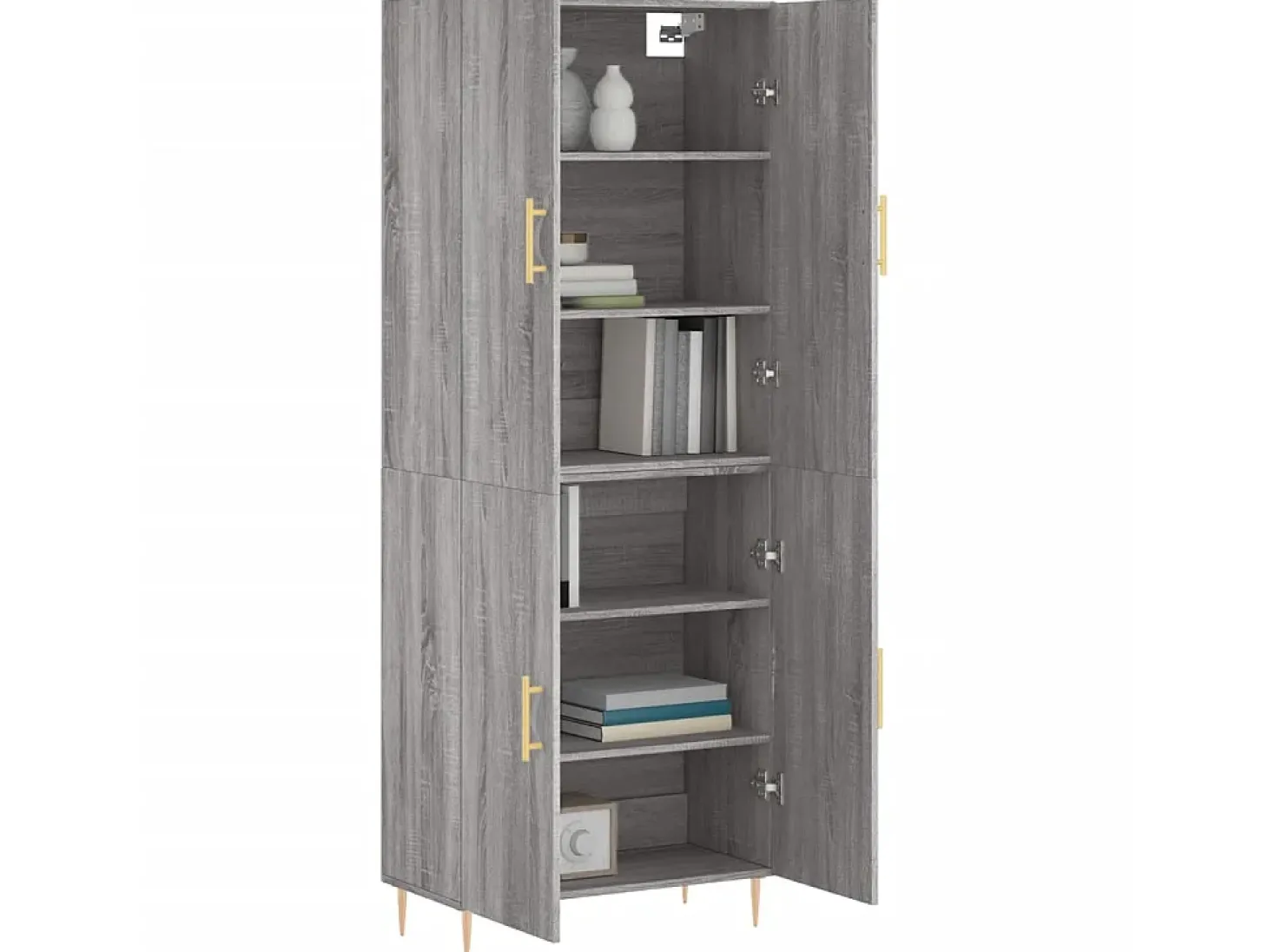 Aparador alto madera contrachapada gris sonoma 69,5x34x180 cm ES23088