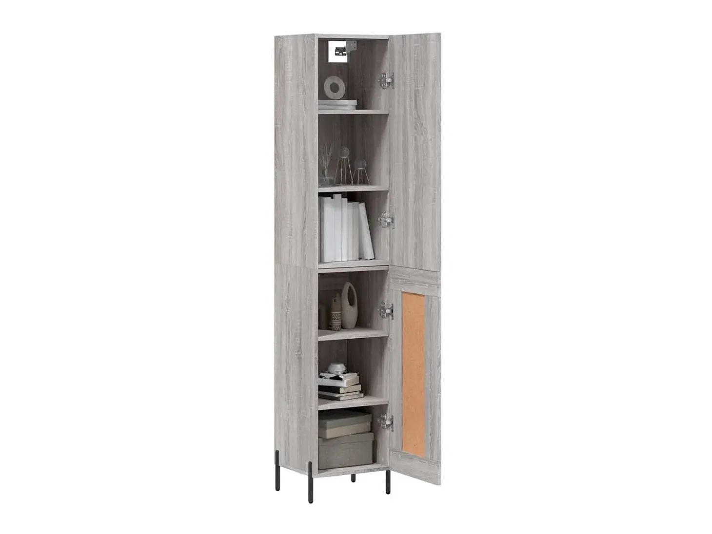 Aparador alto madera contrachapada gris Sonoma 34,5x34x180 cm ES72154