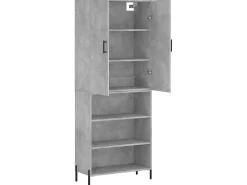 Aparador alto madera contrachapada gris hormigón 69,5x34x180 cm ES34416