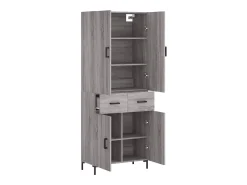 Aparador alto madera contrachapada gris sonoma 69,5x34x180 cm ES98786