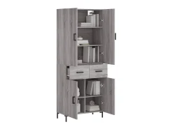 Aparador alto madera contrachapada gris sonoma 69,5x34x180 cm ES98786