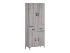 Aparador alto madera contrachapada gris sonoma 69,5x34x180 cm ES98786