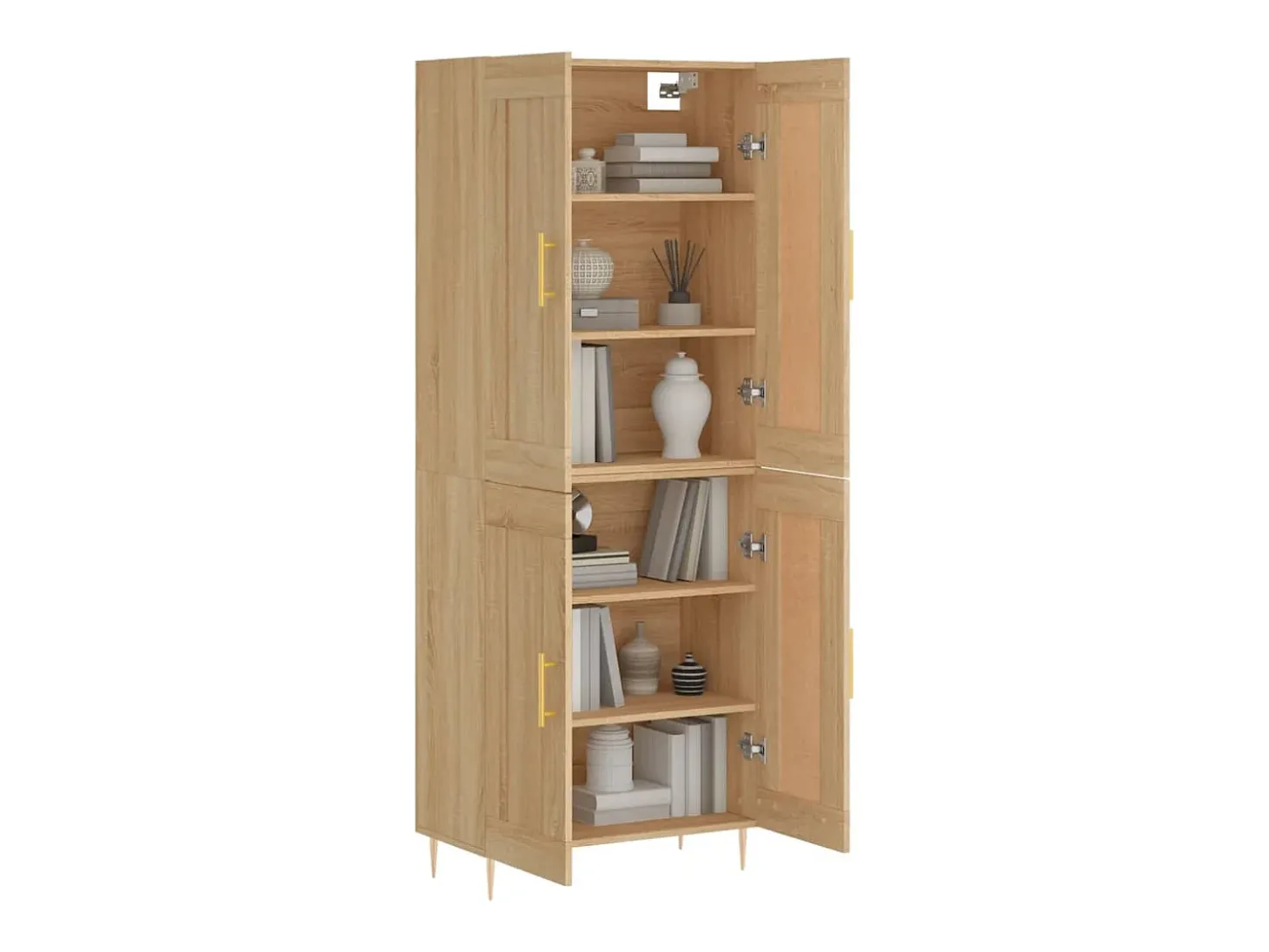 Aparador alto madera contrachapada color roble 69,5x34x180 cm