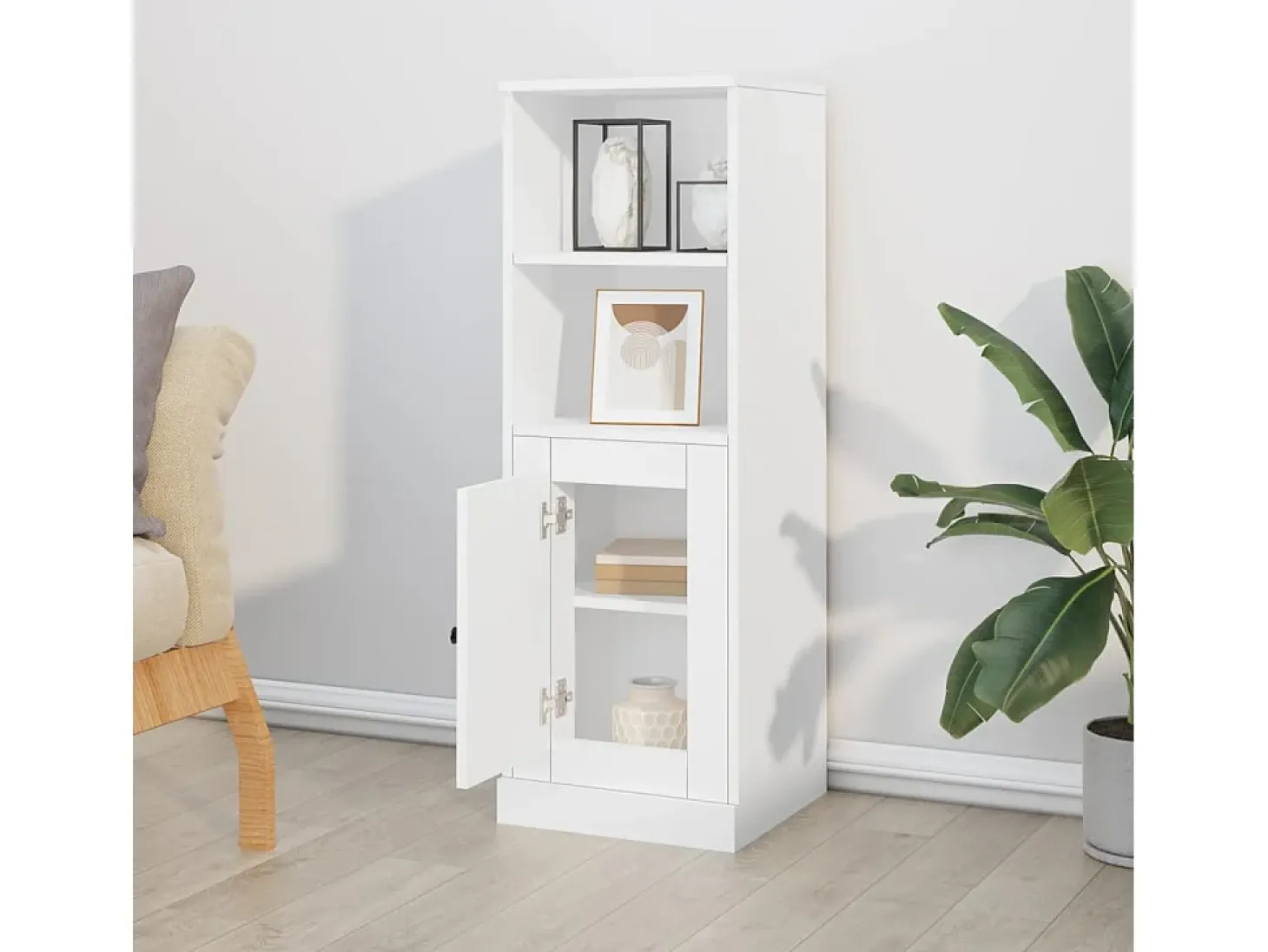 Aparador alto madera contrachapada blanco 36x35,5x103,5 cm ES34735